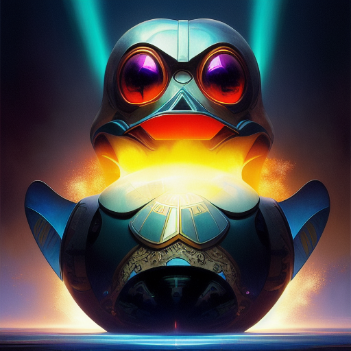 duck #274 | Photo of a blend of droid and rubber ducky, cosmic energy, colorful, painting burst, dramatic lighting, tone mapped, intricate, elegant, highly detailed, digital painting, artstation, concept art