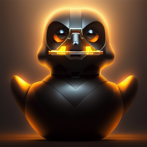 duck #803 | A extravagant pensive black blend of duck and robot dressed like a chemist, fantasy movie setting, lotr, wooden, Charles Csuri, Mad Magazine, professional majestic oil painting by Ed Blinkey