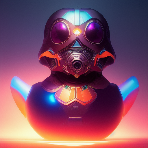 duck #222 | Photo of a blend of droid and rubber ducky, cosmic energy, colorful, painting burst, dramatic lighting, tone mapped, intricate, elegant, highly detailed, digital painting, artstation, concept art