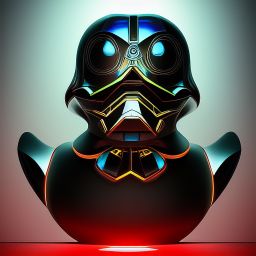 duck #187 | Photo of a blend of droid and rubber ducky as king with red reflections in eyes, cyberpunk cyborg, sci - fi, intricate abstract upper body intricate artwork, by tooth wu, wlop, beeple