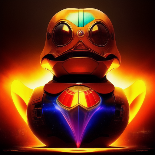 duck #285 | Photo of a blend of droid and rubber ducky, cosmic energy, colorful, painting burst, dramatic lighting, tone mapped, intricate, elegant, highly detailed, digital painting, artstation, concept art