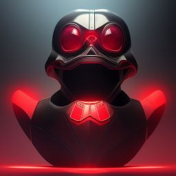 duck #177 | Photo of a blend of sith, rubber ducky and duckling as king with red reflections in eyes, cyberpunk cyborg, sci - fi, intricate abstract upper body intricate artwork, by tooth wu, wlop, beeple