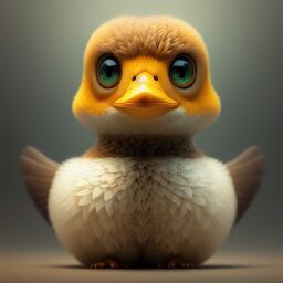 duck #660 | 3d fluffy a cute brown duck, strong colors, perfect beak, colorful, soft smooth lighting , 3d fluffy, closeup cute and adorable, cute big circular reflective eyes, long fuzzy fur, Pixar render