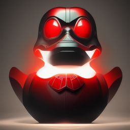 duck #84 | Photo of a blend of droid, rubber ducky and duckling as king with red reflections in eyes, cyberpunk cyborg, sci - fi, intricate abstract upper body intricate artwork, by tooth wu, wlop, beeple